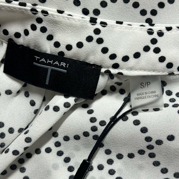 Tahari Women's Sleeveless V-Neck Polka Dot Geometric Dressy Blouse S Small New - Picture 7 of 10